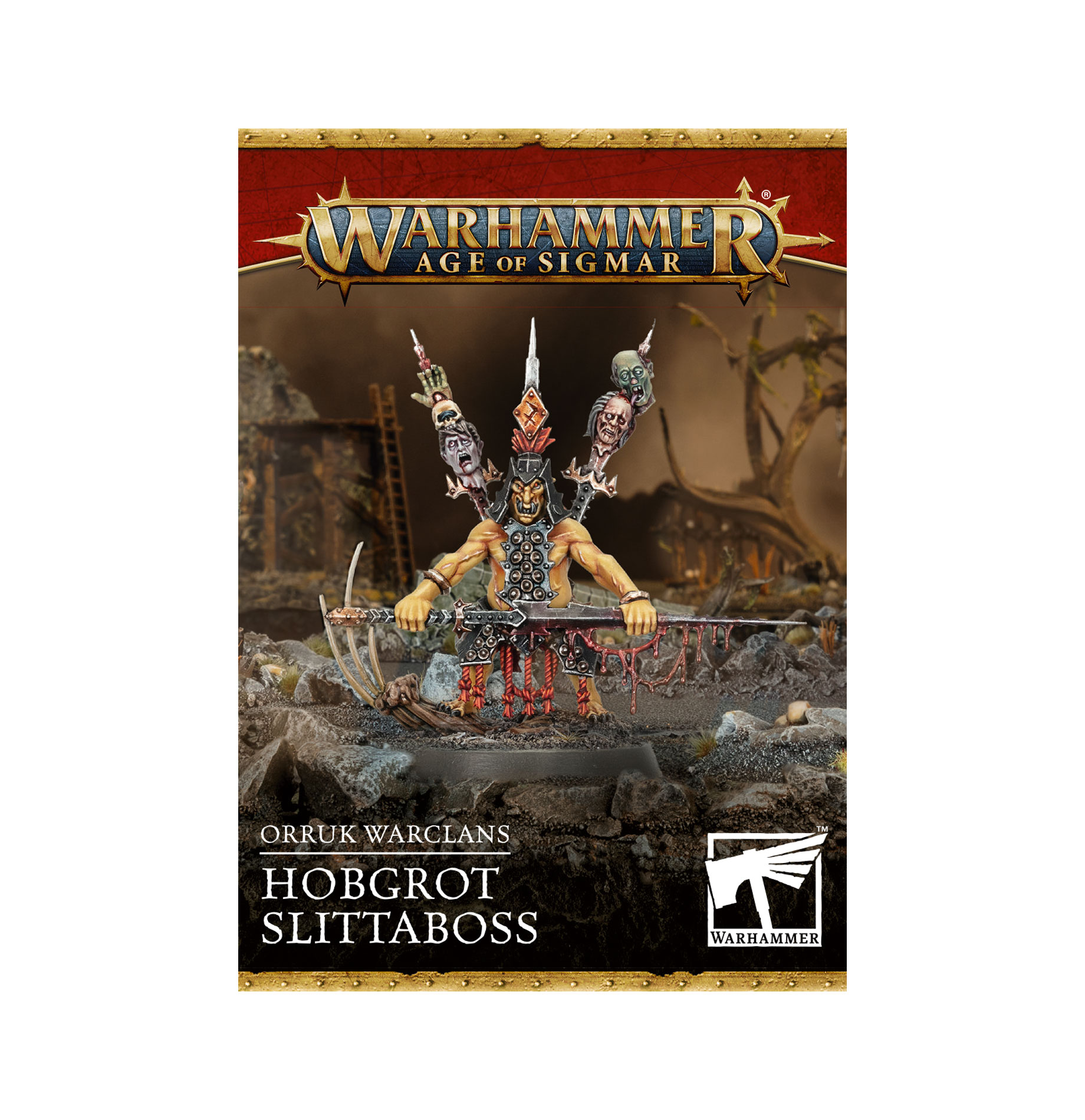 A cunning and ruthless Hobgrot leader who strengthens your Orruk Warclans with tricks, poisons, and merciless brutality.
